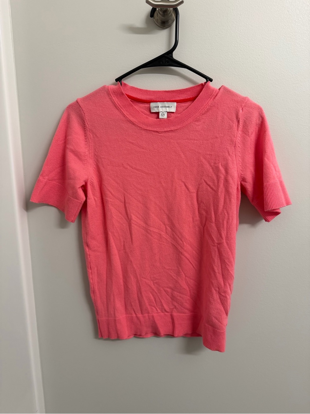 Free Assembly Pink Short Sleeve Staple Top